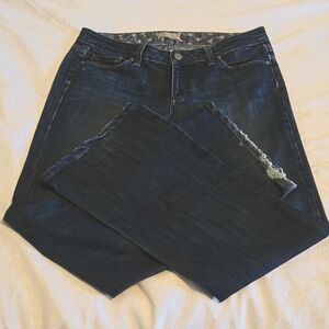 Anthropologie Paige Laurel Canyon Vintage Low Rise Dark Wash Flared Jeans